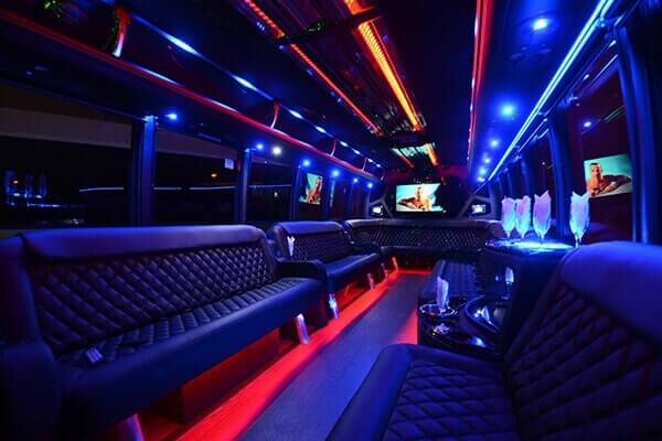 30 passenger party bus rental interior